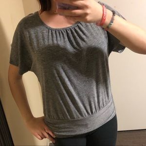 Heather Grey Work Tee with Lace Up Back
